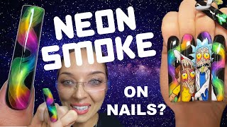 Is this even possible…NEON SMOKE nail art tutorial 🌈💅🏻 [upl. by Stasny569]