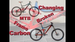 Changing broken Cube Carbon MTB Frame Cube Rahmenbruch [upl. by Ayekim]