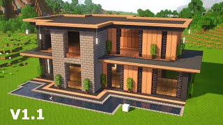 v11 Beautiful Modern House🏠 Minecraft Tutorial [upl. by Ahsiniuq]