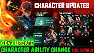 OB43 UPDATE CHARACTER ABILITY CHANGE FULL DETAILS  character ability update in OB43 UPDATE [upl. by Sigismondo739]