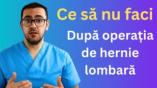 Ce nu ai voie să faci după operația de Hernie de disc lombară kinetoterapie [upl. by Aineg]