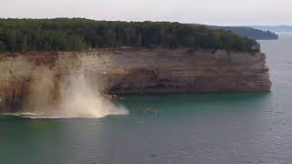 Slice of Pictured Rocks cliff collapses into Lake Superior [upl. by Oiluj]