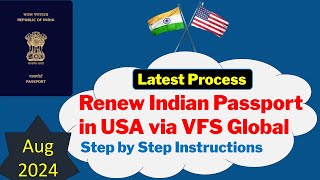 Indian Passport RenewalReissuance in USA VFS GLOBAL  Latest Process Steps  For Adult  new 2024 [upl. by Gnouhk]