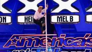 Americas Got Talent 2017 Audition  Bello Nock Circus Performer Thrills From Towering Heights [upl. by Winslow]