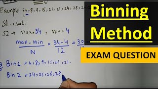 EXAM QUESTION  binning method in data mining in hindi urdu binning methods for data smoothing [upl. by Nerdna]