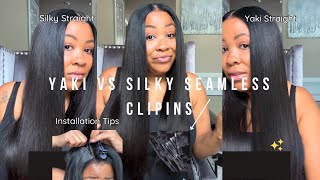 Seamless Clip ins The difference between Yaki amp Silky Straight Luvme hair [upl. by Favien]