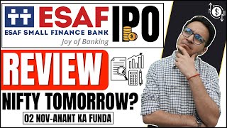 ESAF Small finance bank IPO Review  ESAF SMALL FINANCE BANK  APPLY  Nifty and Bank Nifty [upl. by Aivonas]