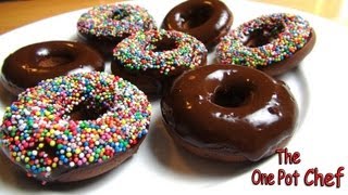 Oven Baked Chocolate Donuts  One Pot Chef [upl. by Hertzog747]