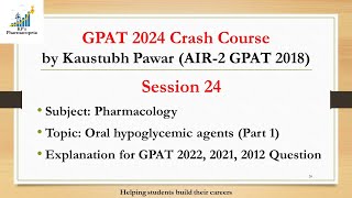 Oral Hypoglycemic Agents  Part 1  Antidiabetes  Pharmacology  GPAT 2024  KPs Pharmacopeia [upl. by Erb]