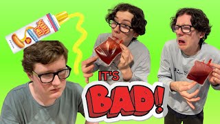 BRAYDEN DRINKS BLOOD  SQUEEZY CHEESE MAKES MATT VOMIT  ONE COLOUR FOOD CHALLENGE [upl. by Fenn247]