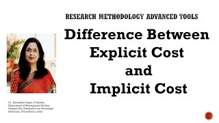 Difference between Explicit Cost and Implicit Costcostexplicitimplicitanalysisshortrun [upl. by Jordanson]