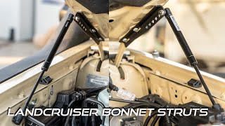 70 series landcruiser bonnet strut kit install [upl. by Gilbye]