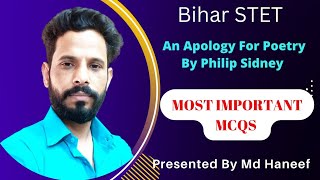 MCQS On An Apology For Poetry By Philip Sidney Bihar STET Most important questions Answers [upl. by Notliw]