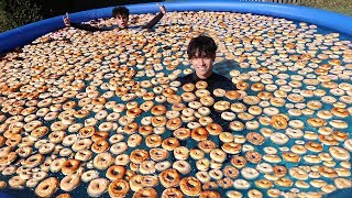 1000 DONUTS IN POOL [upl. by Rechaba]