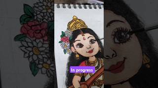 Part3 cute saraswati mata painting 🎨🖌️ for diwali diwalispecial youtubeshorts anushka9299viral [upl. by Hedwig]