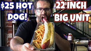 22quot Big Unit Hot Dog Challenge at Alice Coopers Town  Biggest in Phoenix  Freak Eating [upl. by Anovad]