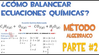 Balance ecuaciones  Método algebraico  Parte 2  ejercicios resueltos [upl. by Shing]