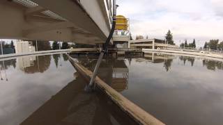 Entech Design Sludge Blanket Sensor in a clarifier with a surface skimmer [upl. by Claudia]