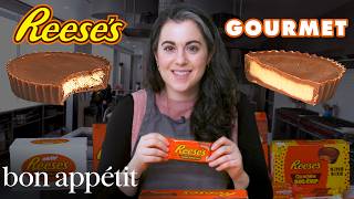 Pastry Chef Attempts to Make Gourmet Reeses Peanut Butter Cups  Gourmet Makes  Bon Appétit [upl. by Bucella]