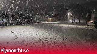 Snow falls in Plymouth as city hit with blizzard [upl. by Martens]