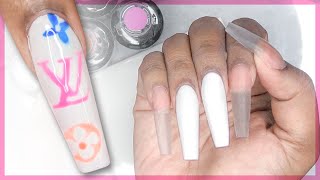 Acrylic Nails Tutorial  Louis Vuitton Nail Art Nail Tutorial  How To Acrylic Nails with Nail Forms [upl. by Schmeltzer]