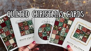 ✨ Sew QUILTED CHRISTMAS CARDS with me ✨ with stamping amp sketching demo at the end fabricscraps [upl. by Nani]