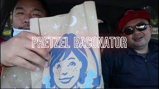 OMG trying a Pretzel Baconator at Wendys [upl. by Adnilre]