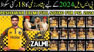 Peshawar Zalmi Squads For 2024 Psl  Peshawar Zalmi Full Squad 2024 Psl 9 [upl. by Elbam]