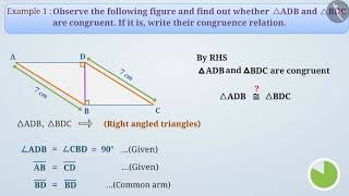 Right angleHypotenuse Side RHS Congruence Criterion of triangles  Part23  English  Class 7 [upl. by Ellebana]