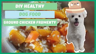 DIY Dog Food  Ground Chicken Frumenty  Dog Food Using Ground Chicken Squash and Carrots [upl. by Minda]