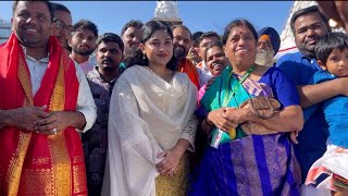 Actress Nivetha Thomas Visualas at Tirumala  MS Talkies [upl. by Nahtannhoj450]