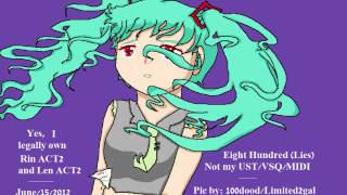 VOCALOID Eight Hundred Karaoke Lyrics [upl. by Beeck]