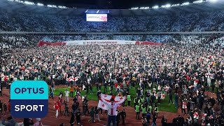 SCENES Georgia fans storm pitch after qualifying for first tournament and knocking out Greece 🇬🇪 [upl. by Assenev]