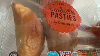 Sainsburys Cornish Pasties Food Snacks Review £3 520g 610 [upl. by Adnawot]