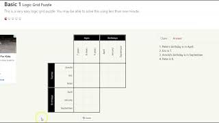 Basic 1 Logic Grid Puzzle [upl. by Swaine]