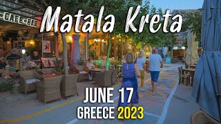 Matala Crete the night before painting the streets walking tour 4k Kreta Greece 2023 [upl. by Jessalyn]