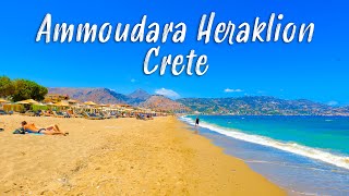 Crete Greece Ammoudara Heraklion walking tour in 4K Greece 2022 [upl. by Sofer]