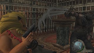 Resident Evil 4  Garrador Cage Fight having just handgun [upl. by Tisbee911]