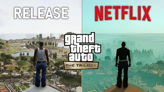 GTA Trilogy Definitive Edition Release vs Netflix Mobile  Graphics Physics and Details Comparison [upl. by Landbert]