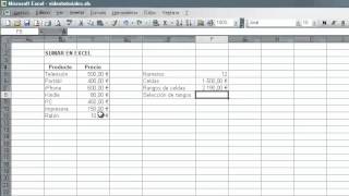 SUMAR en Excel  Ejemplo sencillo [upl. by Nylkaj480]