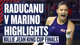 Highlights  Emma Raducanu v Rebecca Marino  GB v Canada  Billie Jean King Cup Finals 2024  LTA [upl. by Pillihp]