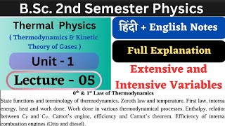 Extensive and Intensive Properties  Unit1  L05  BSc 2nd Semester Physics  Thermal Physics [upl. by Aerona141]