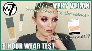 NEW W7 VERY VEGAN FOUNDATION amp PERFECTLY MATTE CONCEALER REVIEW  8 Hour Wear Test  Auroreblogs [upl. by Yekcir633]