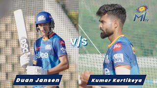 Duan Jansen vs Kumar Kartikeya challenge in the nets  Mumbai Indians [upl. by Laufer777]