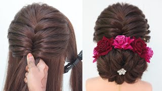 most beautiful bridal juda hairstyle at home  messy low bun hairstyle [upl. by Noseyt]