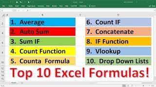 Top 10 Most Important Excel Formulas  Made Easy [upl. by Eustacia]