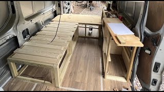 Vauxhall Vivaro Camper Van Conversion  Episode 4  Building a pull out double bed [upl. by Pittman]