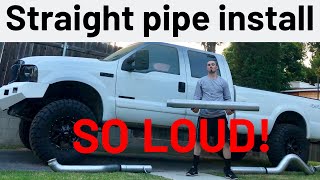 2001 73 powerstroke gets 5” straight pipe Before and after sound and performance test [upl. by Abana]