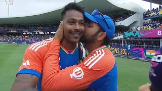 Rohit Sharma Kissing Hardik Pandya after India Won T20 World Cup Final vs South Africa [upl. by Ajoop129]