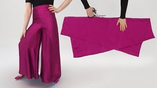 Only 1 Meter🌺 Very Easy Palazzo Pants Cutting and Stitching SUPER METHOD [upl. by Joslyn]